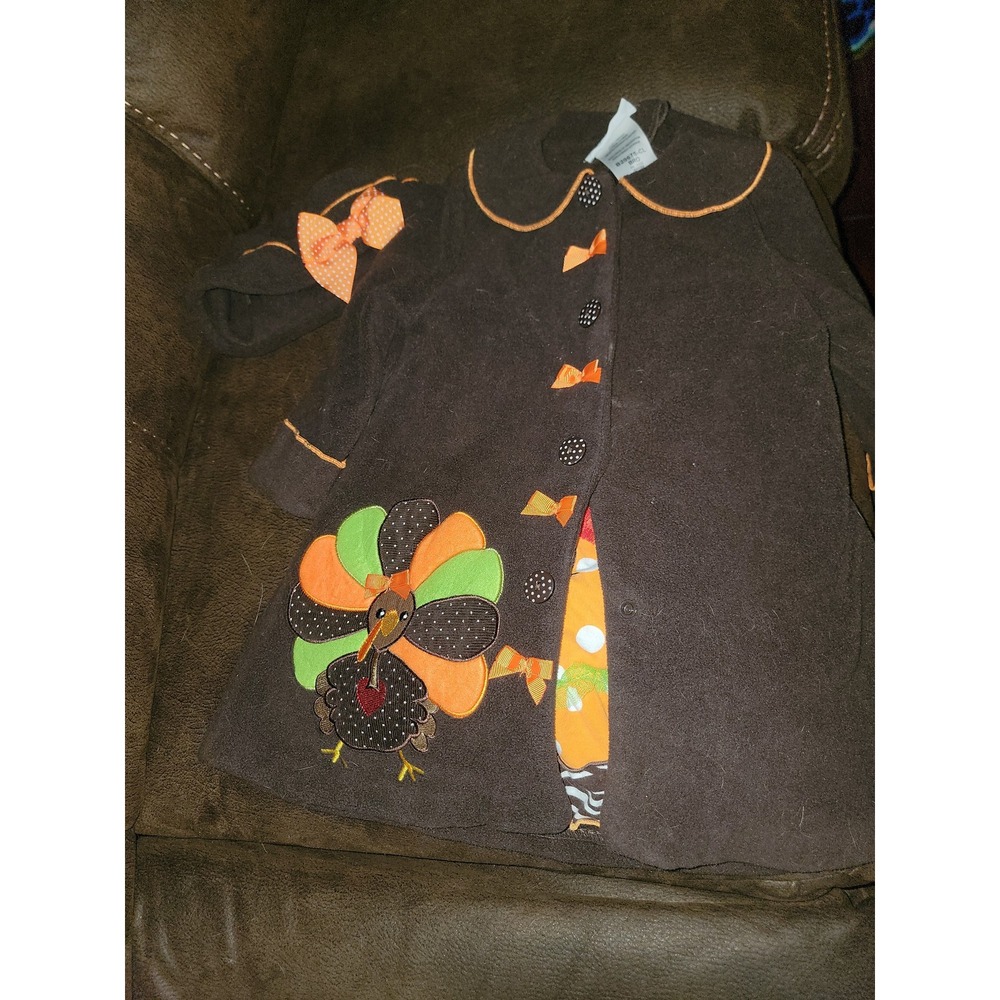 Bonnie jean turkey dress coat hat Thanksgiving outfit size‎ 2t